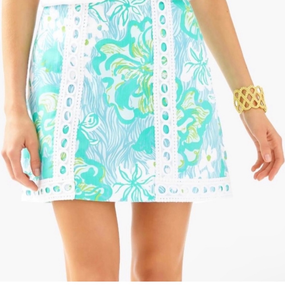 Lilly Pulitzer Pansy Skort in Lagoon Green Wave Rider, Size 6